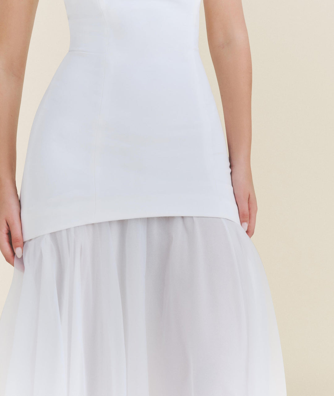 Bandeau Drop Waist Maxi Dress – White