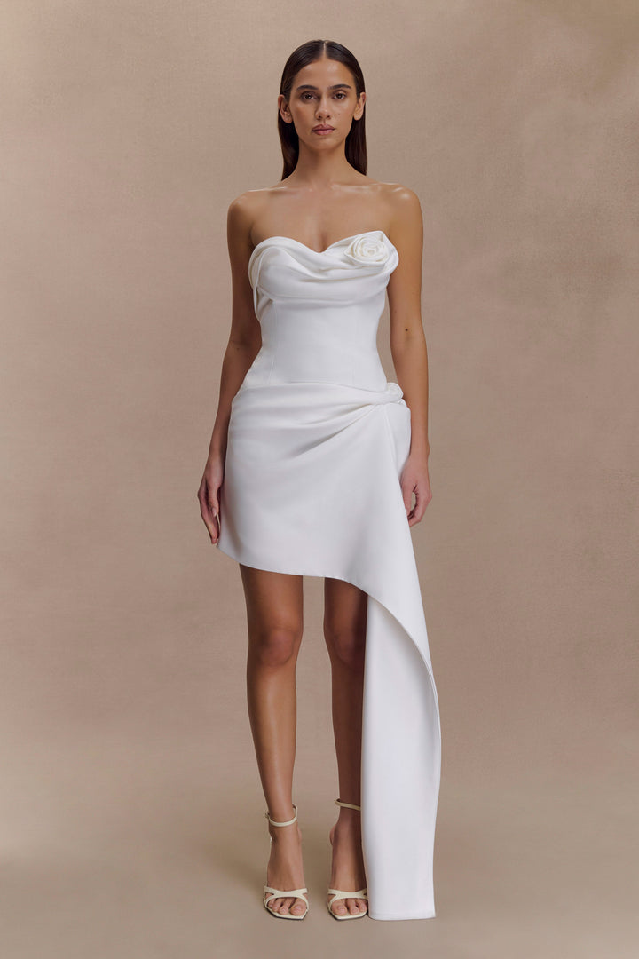 Evianna Strapless Gathered Mini Dress - White