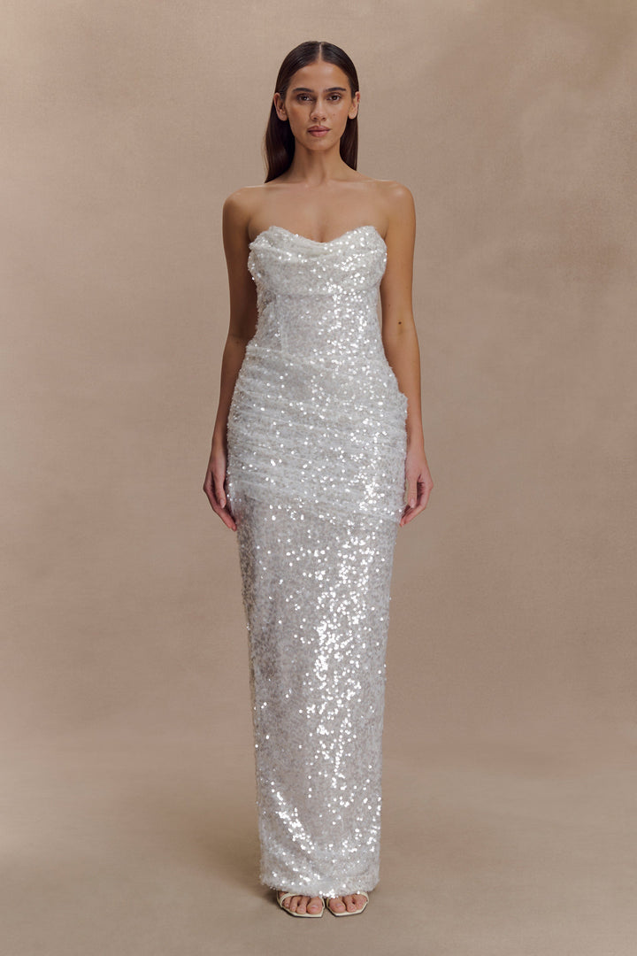 Nala Strapless Sequin Maxi Dress - Ivory