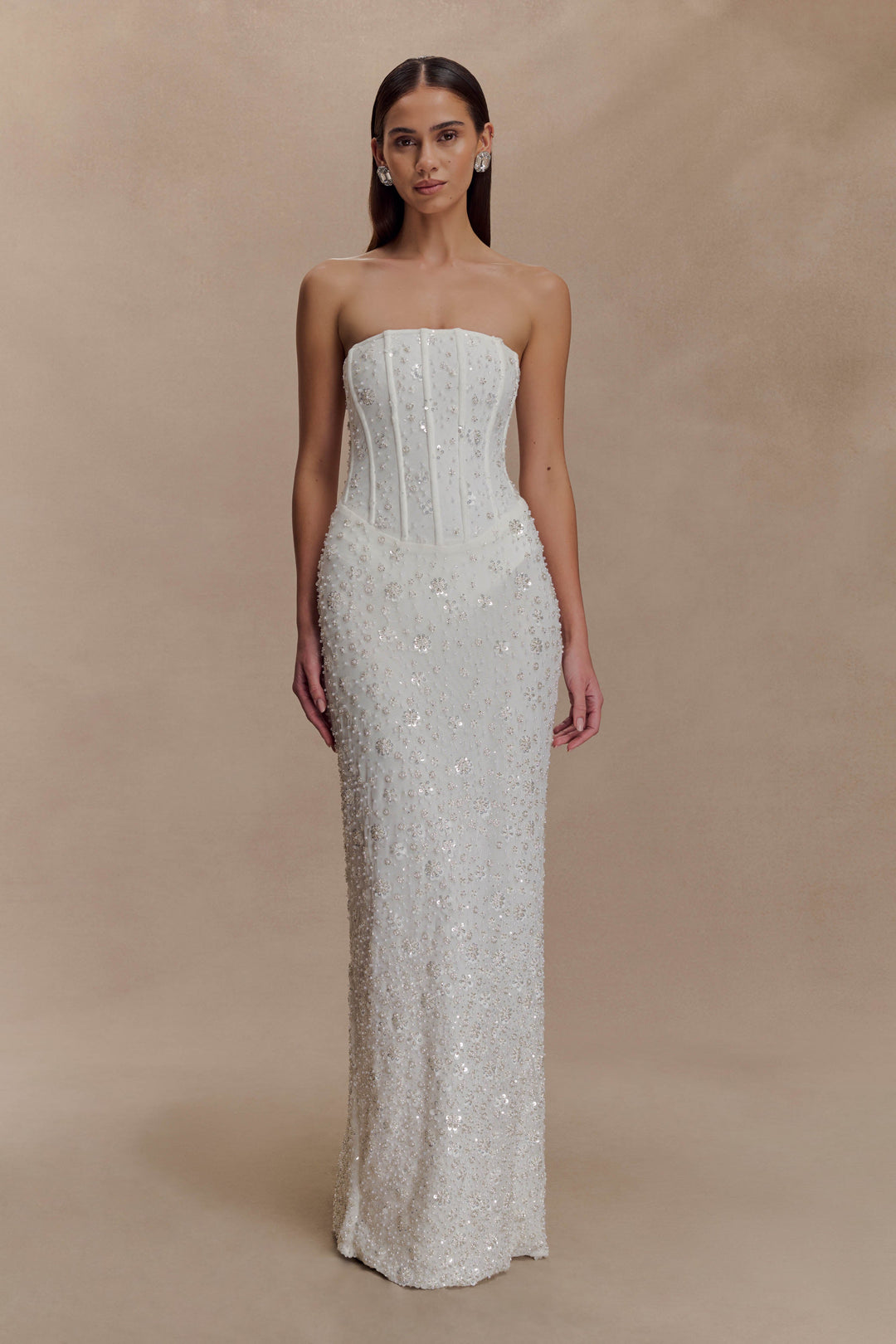 Gemma Strapless Embellished Maxi Dress - Ivory