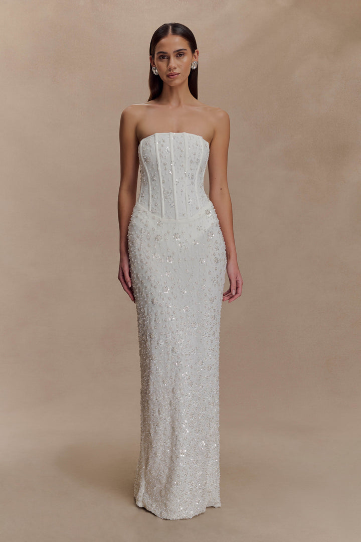 Gemma Strapless Embellished Maxi Dress - Ivory