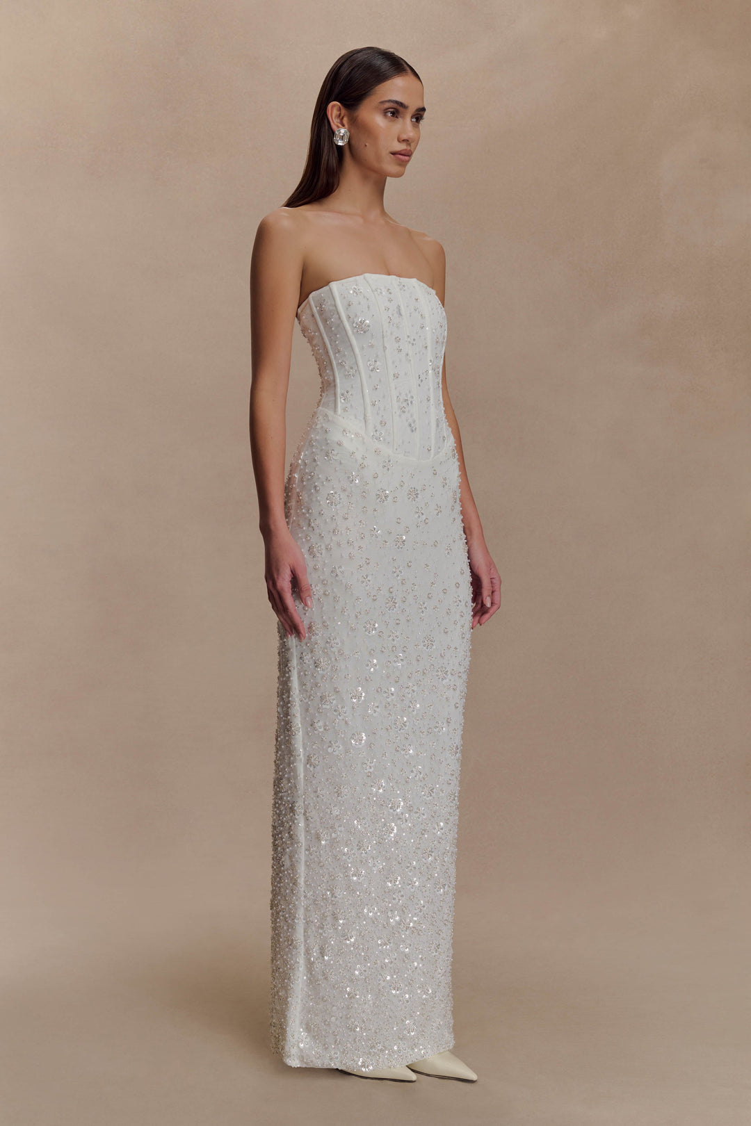 Gemma Strapless Embellished Maxi Dress - Ivory