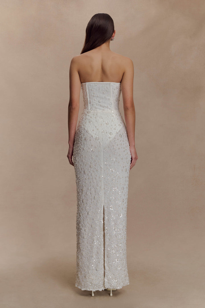 Gemma Strapless Embellished Maxi Dress - Ivory
