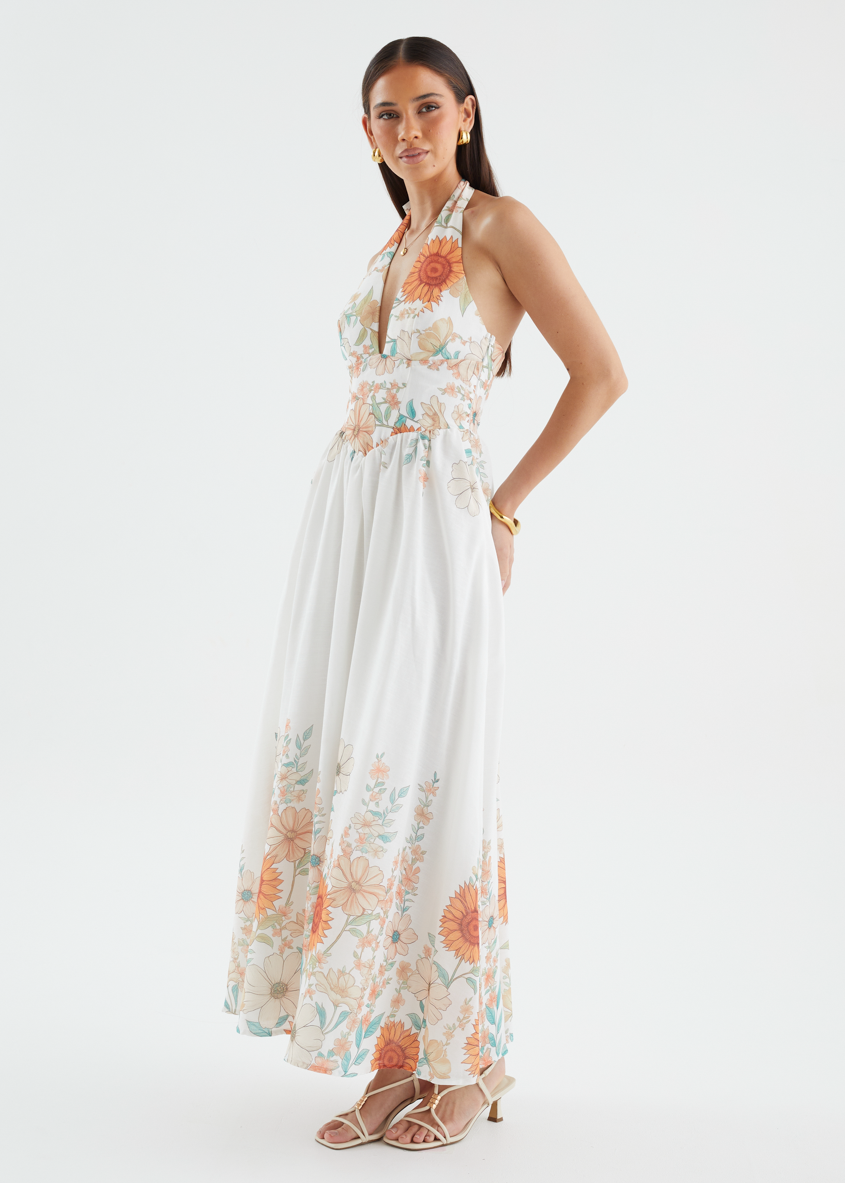 Ricky Halter Maxi Dress - White Floral