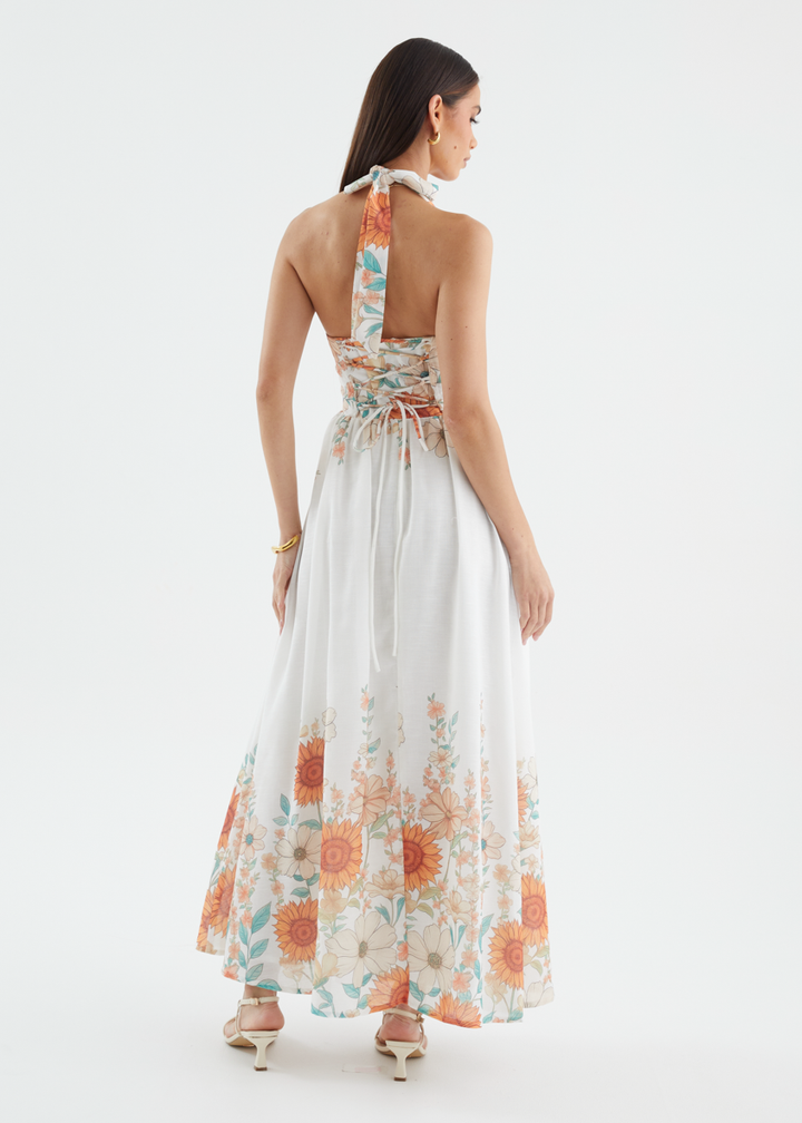 Ricky Halter Maxi Dress - White Floral