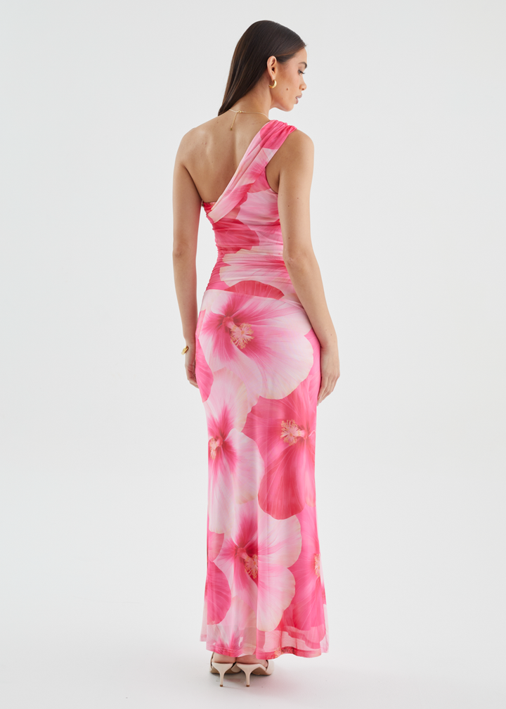Allina Mesh Maxi Dress - Blush Flowers