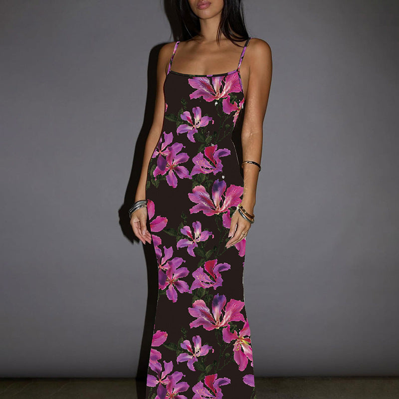 Women's Fashionable Printed Slim-fit Slip Dress