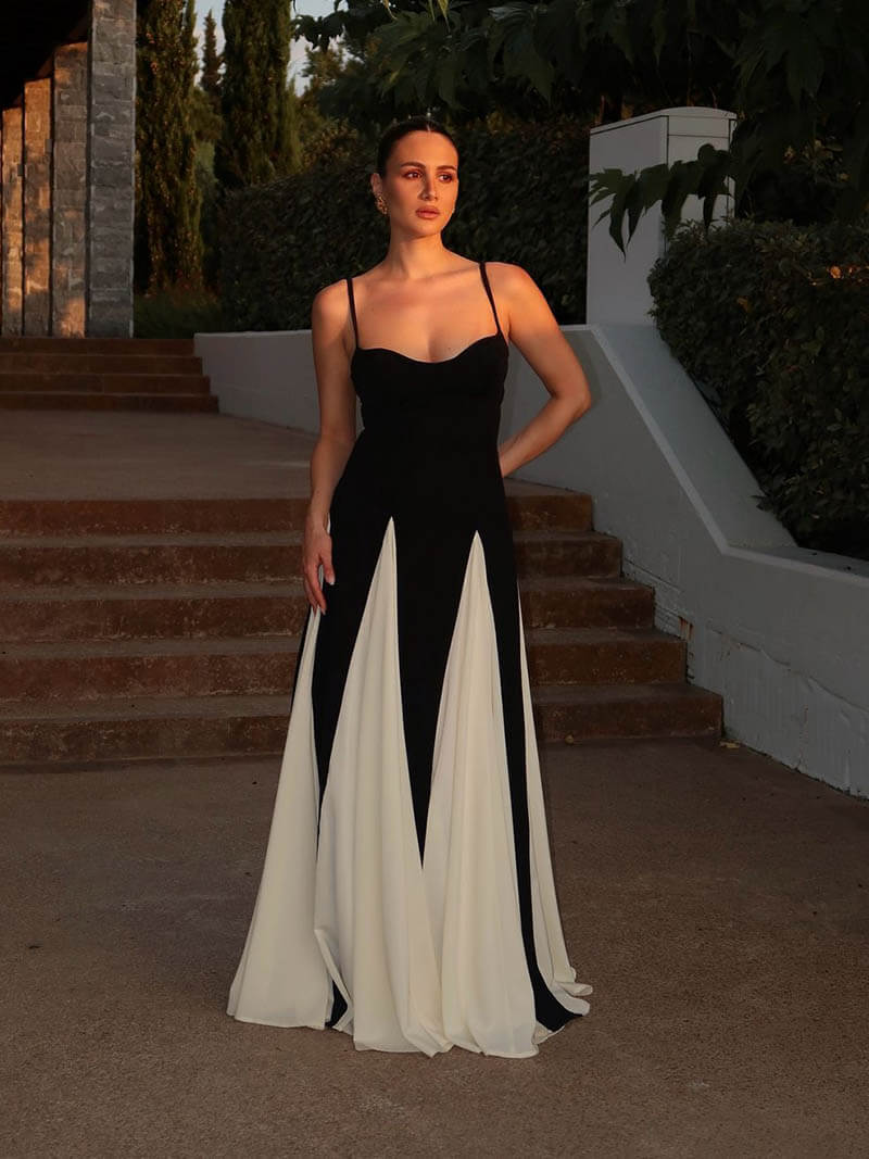 Neritha | Two-Tone Elegant Maxi Dress