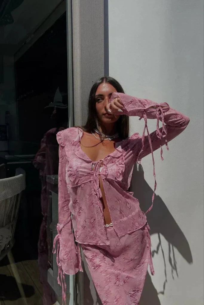 Janessa | Sheer Tie-Front Top