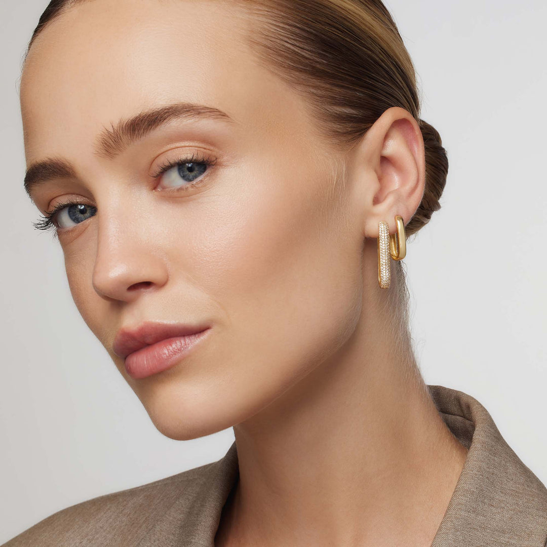 Helisent | Gold Pave Hoop Earrings