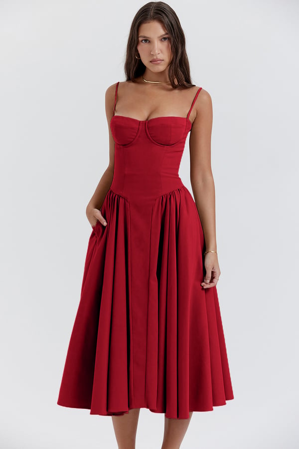 Calliope | Women's Sleeveless Structured Midi Summer Dress
