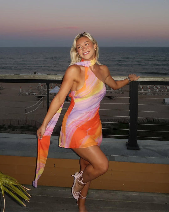 Katalina | Women's One-Shoulder Satin Mini Summer Dress