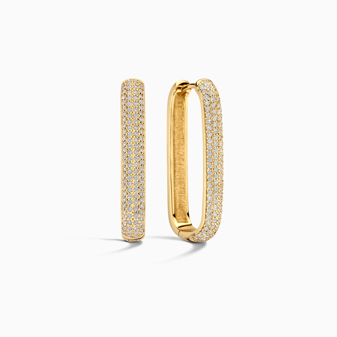 Helisent | Gold Pave Hoop Earrings