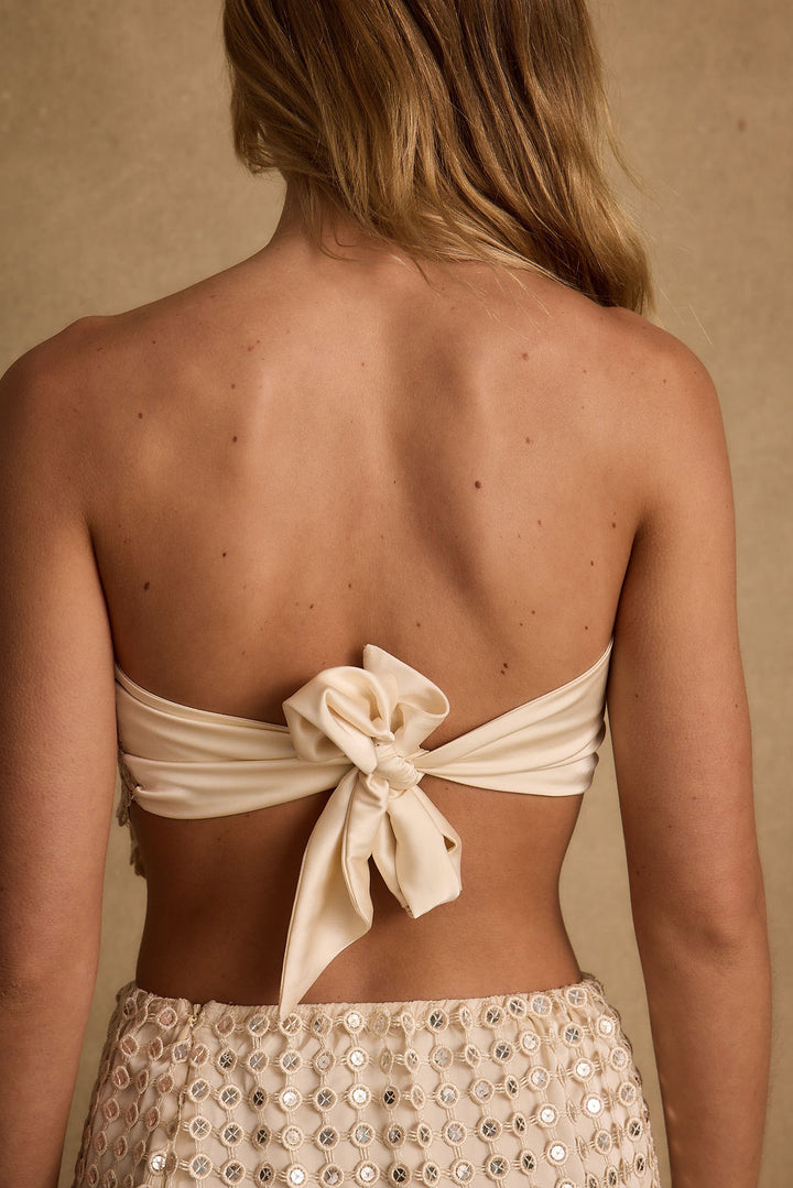 Ola Champagne Sequin Scarf Top