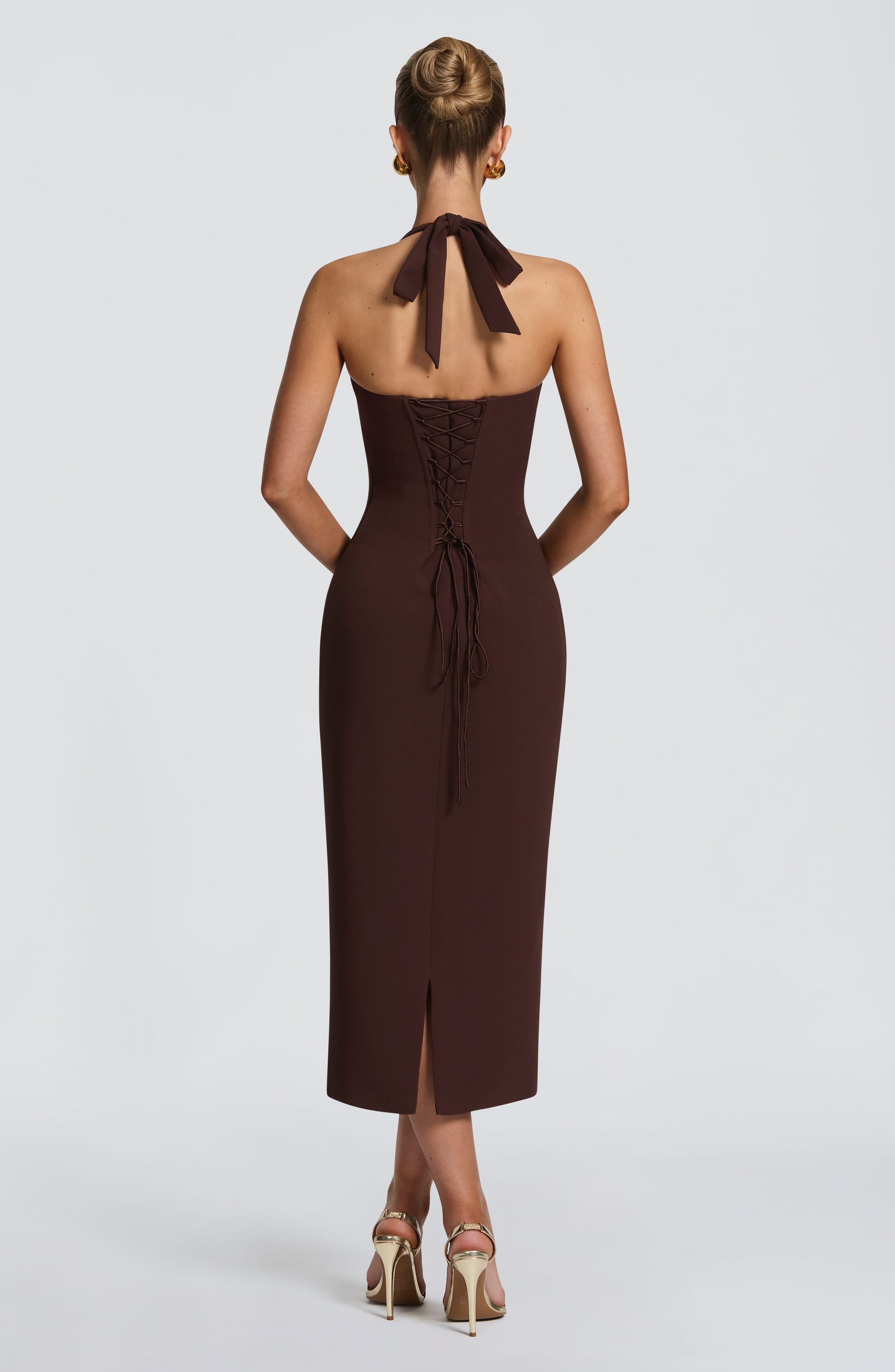 Cassia Midi Dress - Plum Brown