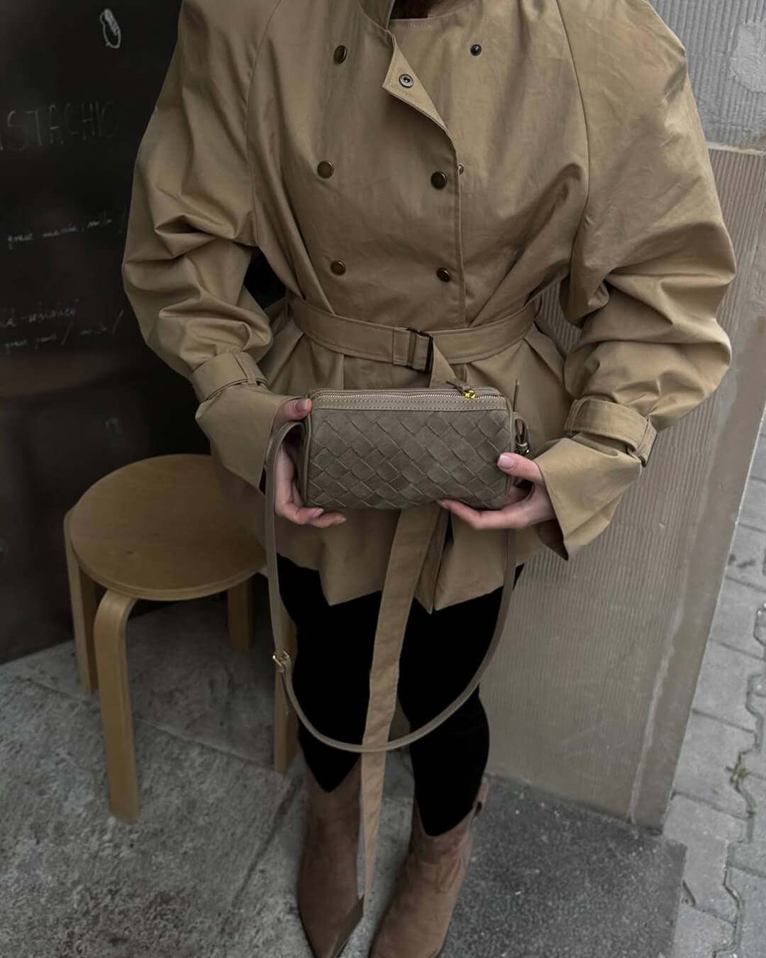 Gardenia | Woven Suede Shoulder Bag