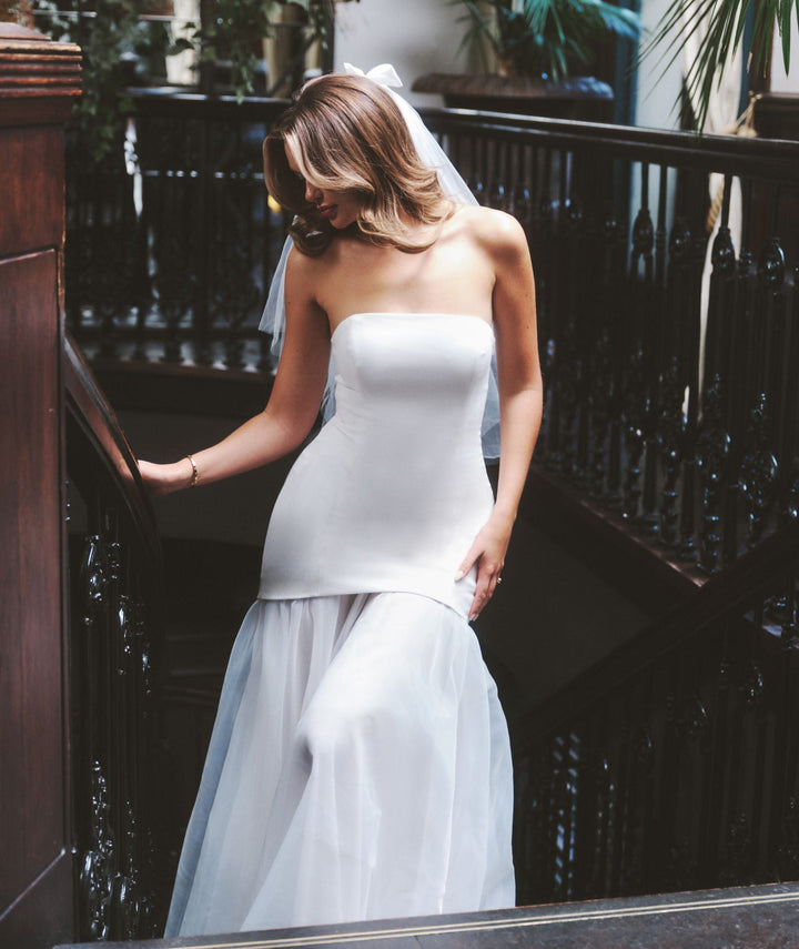 Bandeau Drop Waist Maxi Dress – White