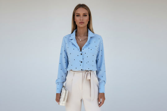 Women’s Slim Fit Polka Dot Button-Down Shirt