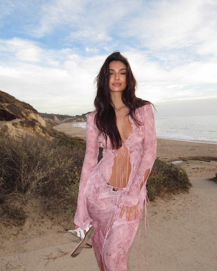 Janessa | Sheer Tie-Front Top