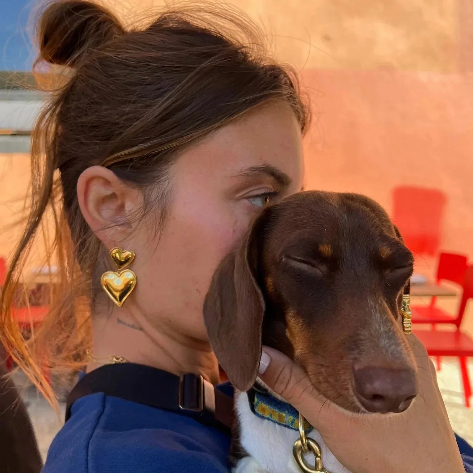 Trilby | Gold Double Heart Earrings