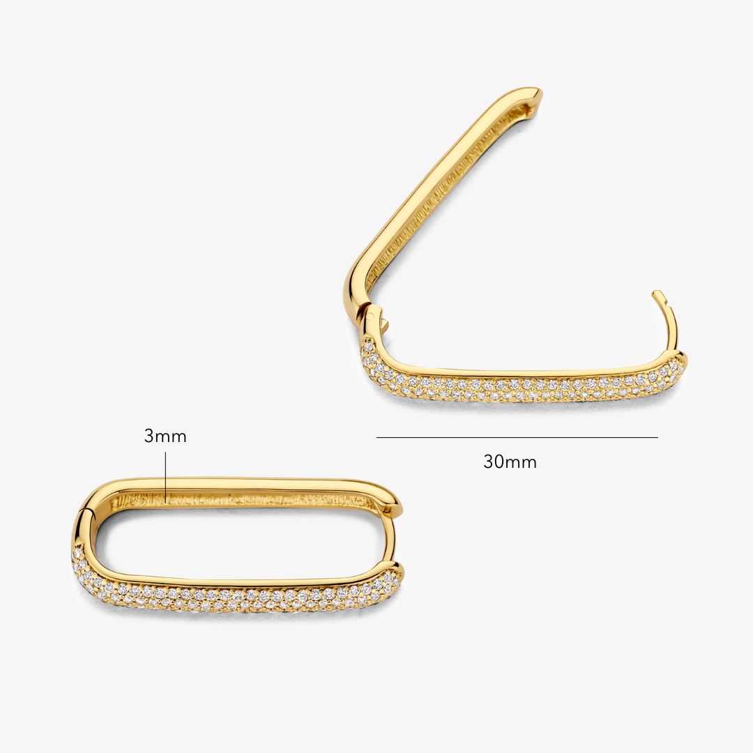 Helisent | Gold Pave Hoop Earrings