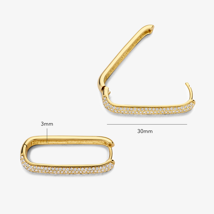 Helisent | Gold Pave Hoop Earrings