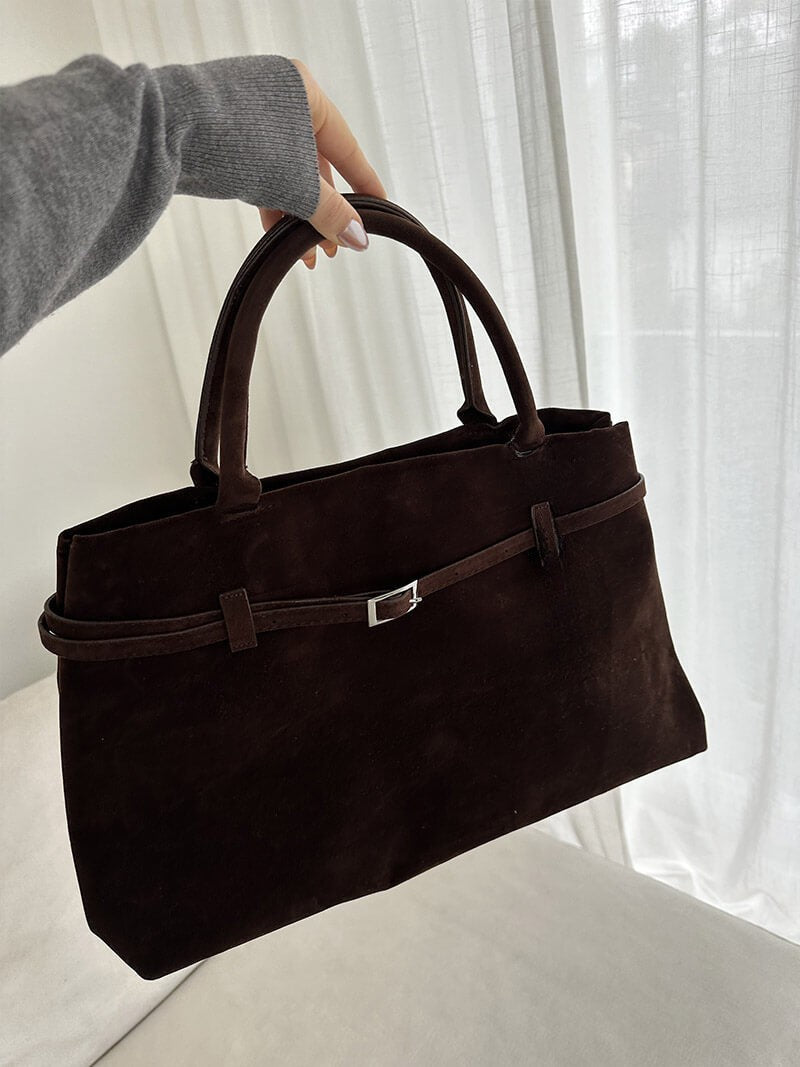 Aeronwen | Classic Suede Top-Handle Bag