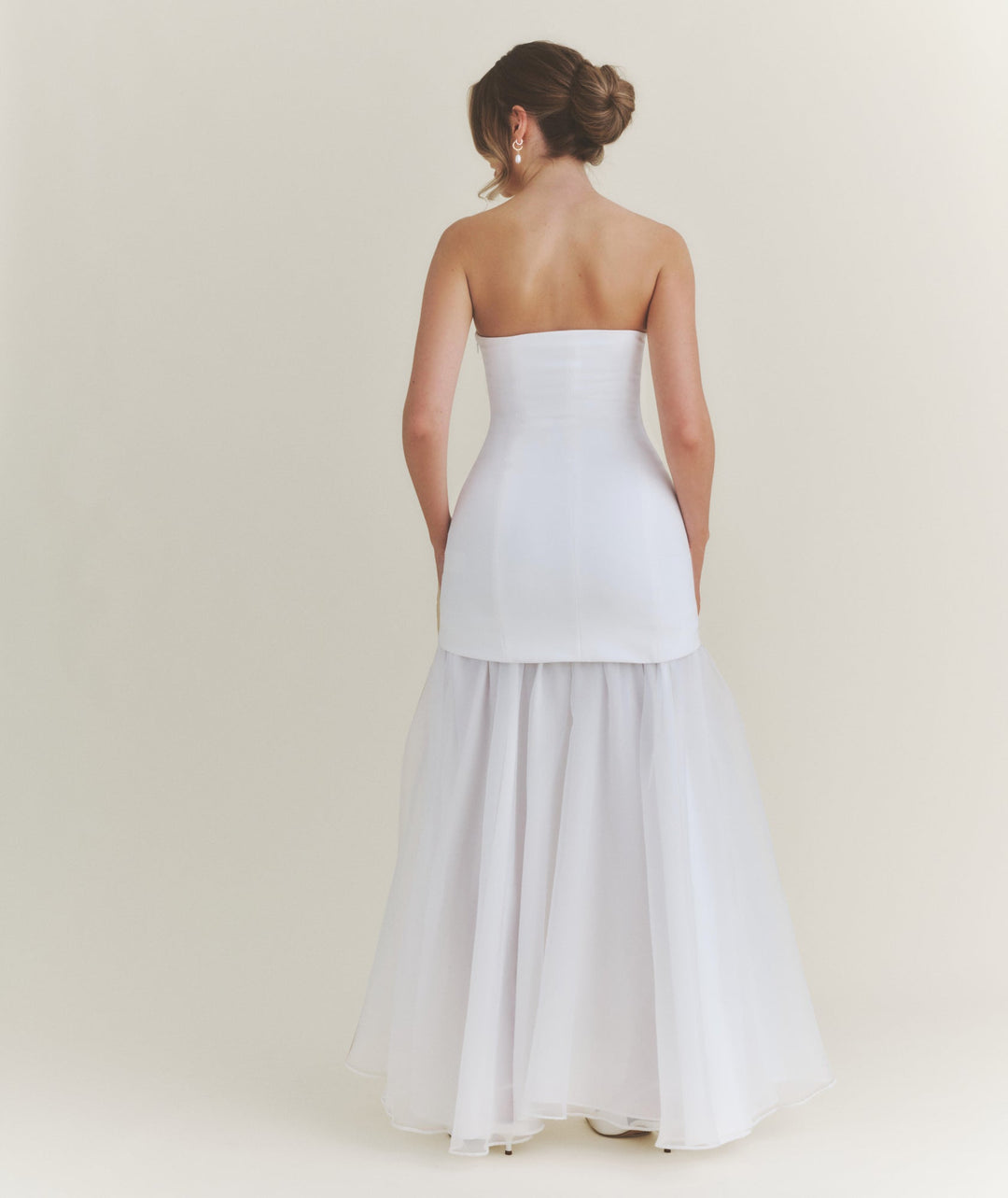 Bandeau Drop Waist Maxi Dress – White