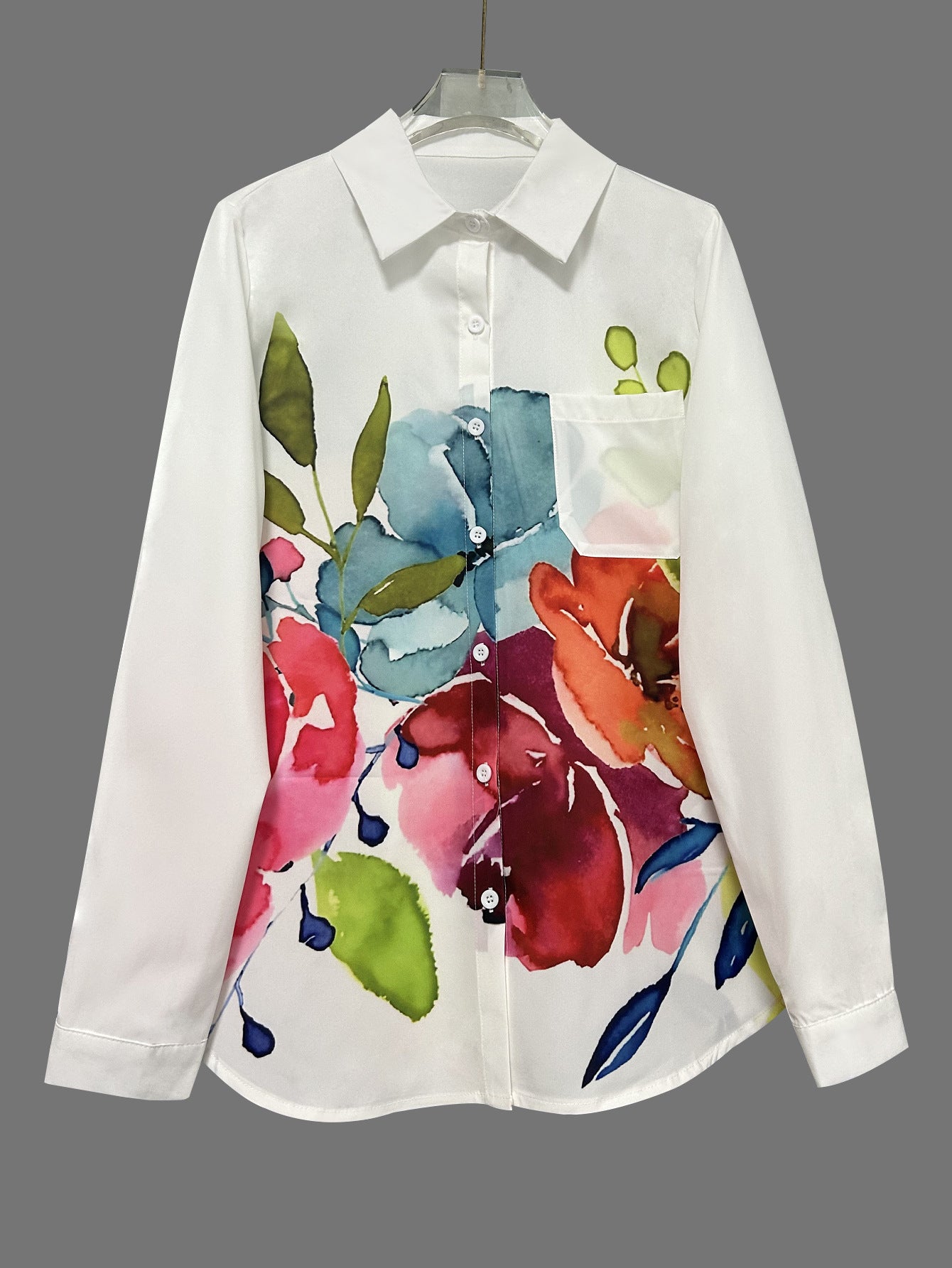 Elegant New Womens Cardigan With Ink-Wash Floral Print