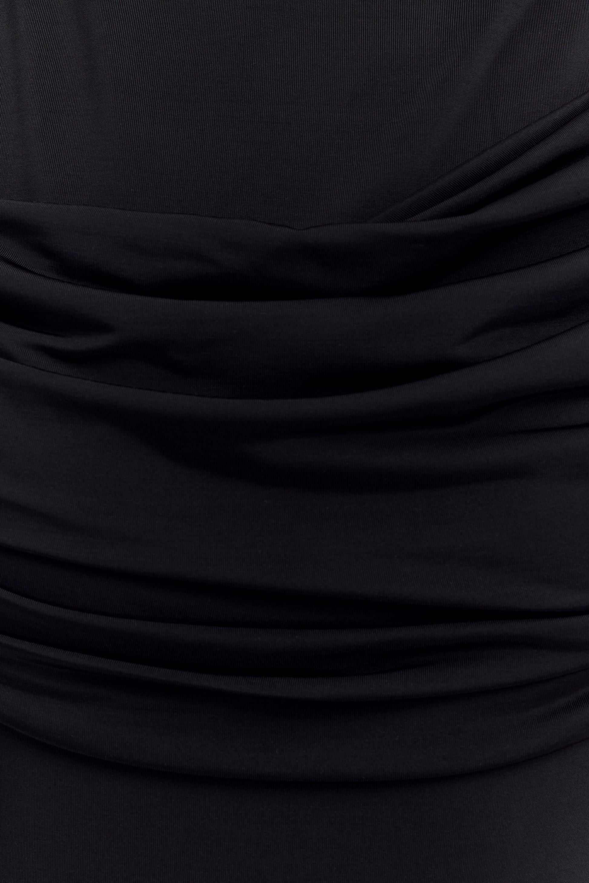 Henley Slinky Drape Maxi Dress - Black