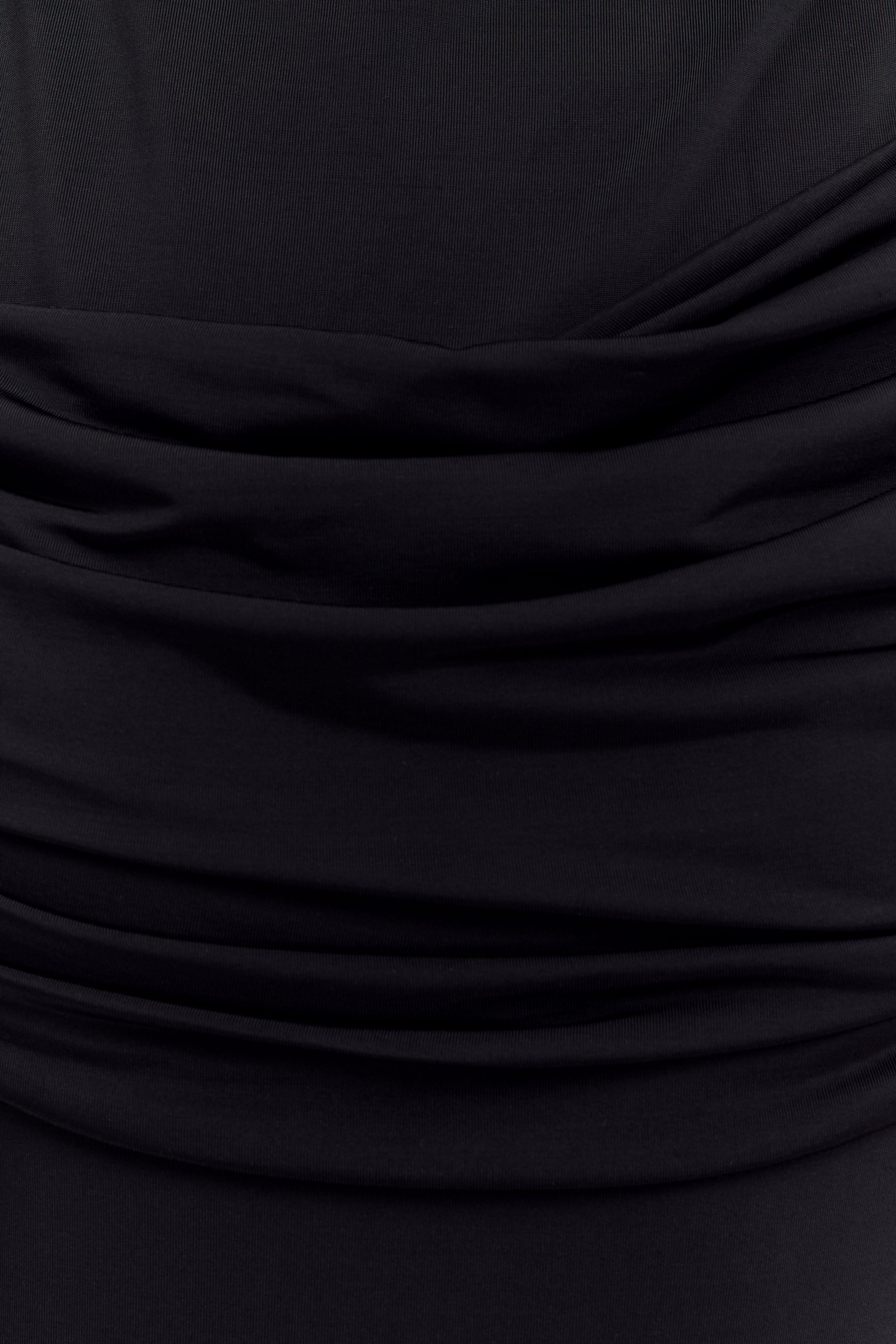 Henley Slinky Drape Maxi Dress - Black