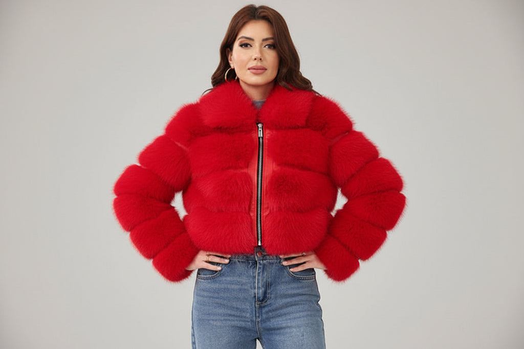 Women's Faux Fox-Fur Patchwork Thickened Warm Fur Coat