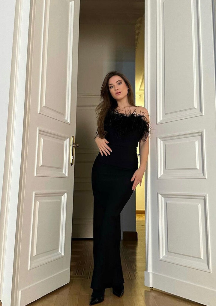 Zosia | Robe en Plumes Noires