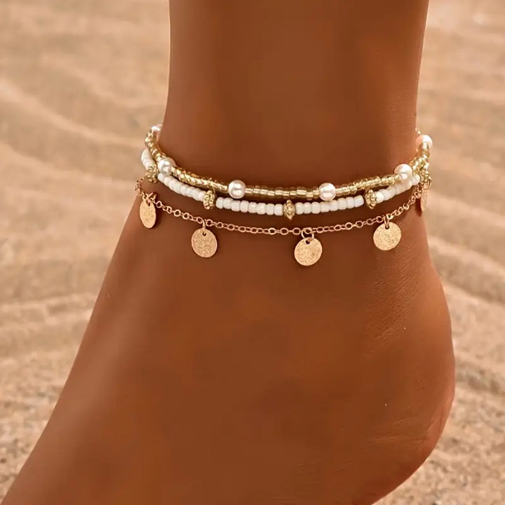 Keridwen | Pearl Accent Multi-Layer Anklet