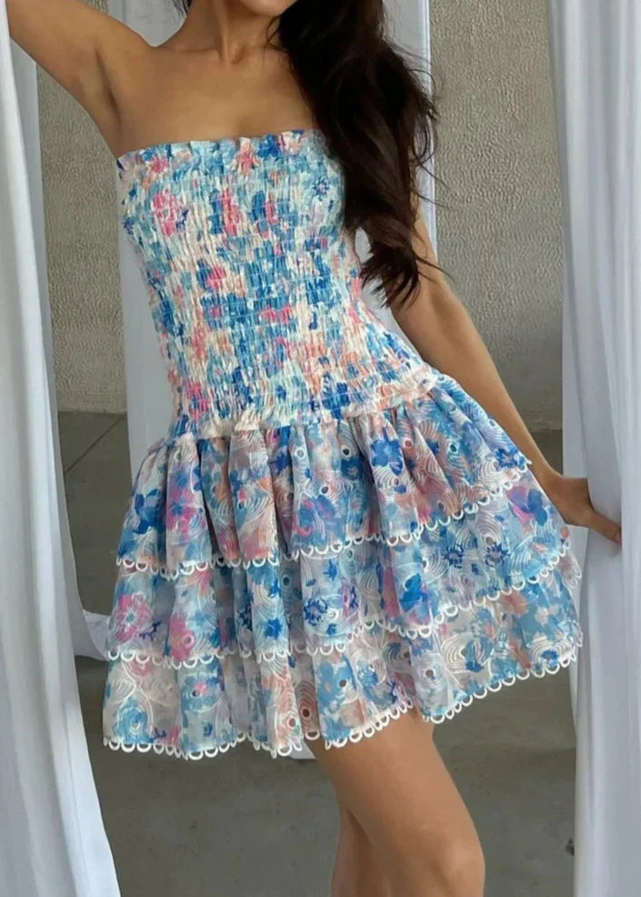 Kenza | Tiered Hem Strapless Sundress