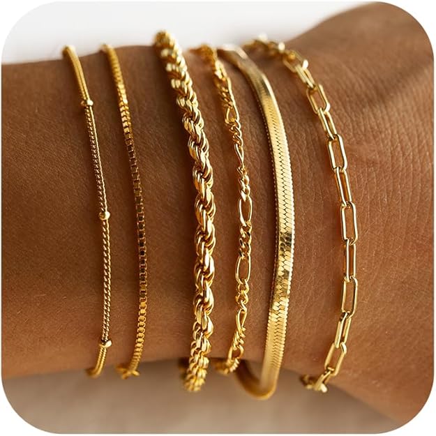 Blodwen | Delicate Gold Layered Bracelet Set