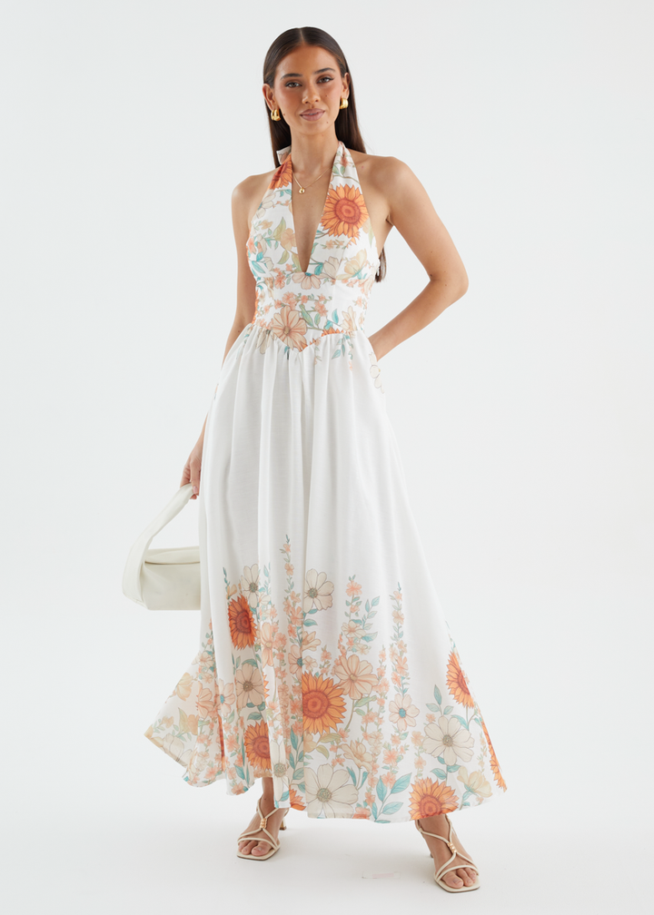 Ricky Halter Maxi Dress - White Floral