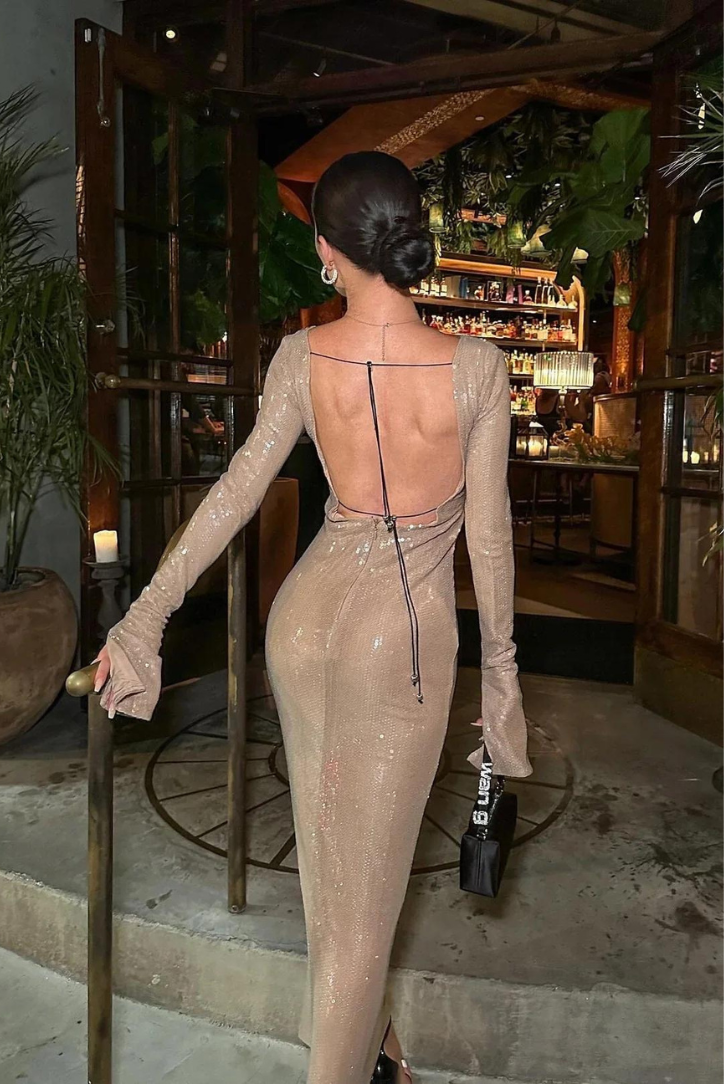 Serelith | Sequin Keyhole Maxi Dress