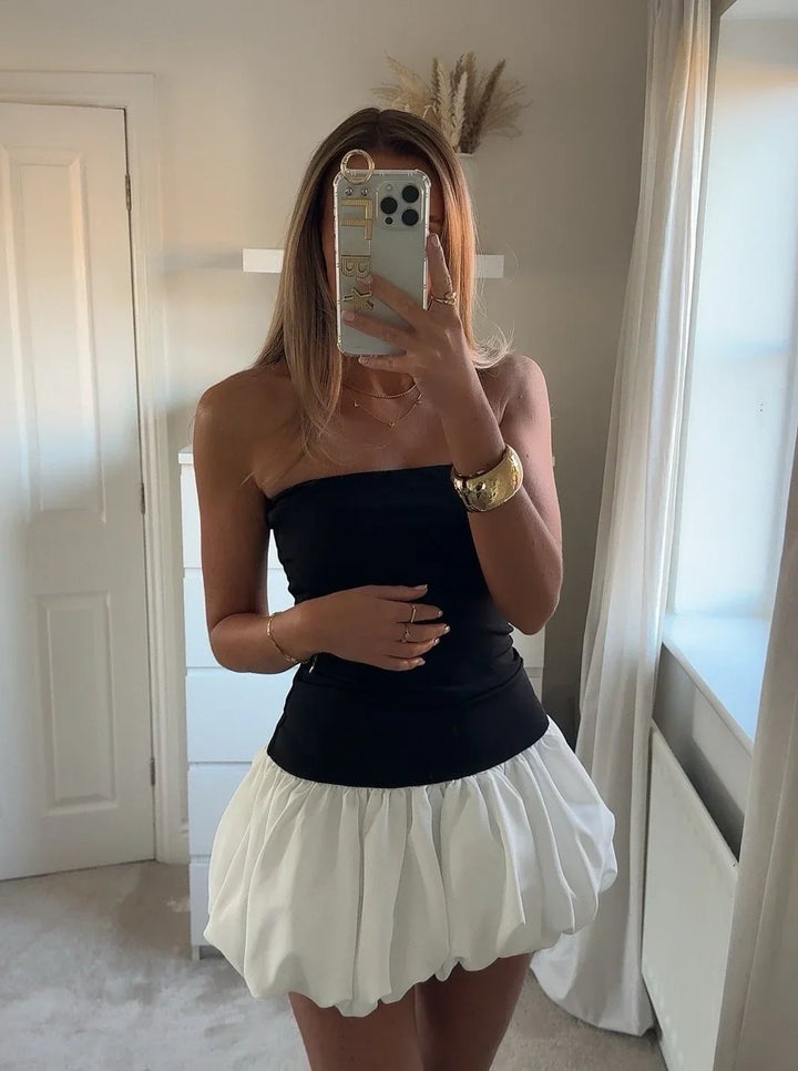 Brisella | Strapless Bubble Hem Dress