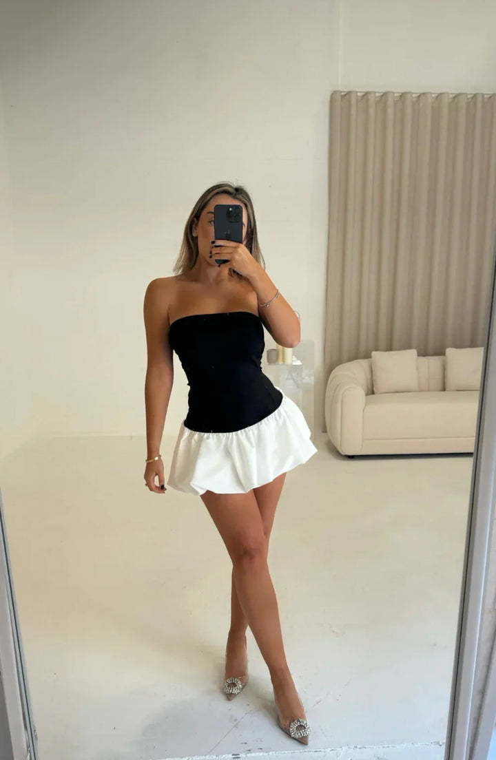 Brisella | Strapless Bubble Hem Dress