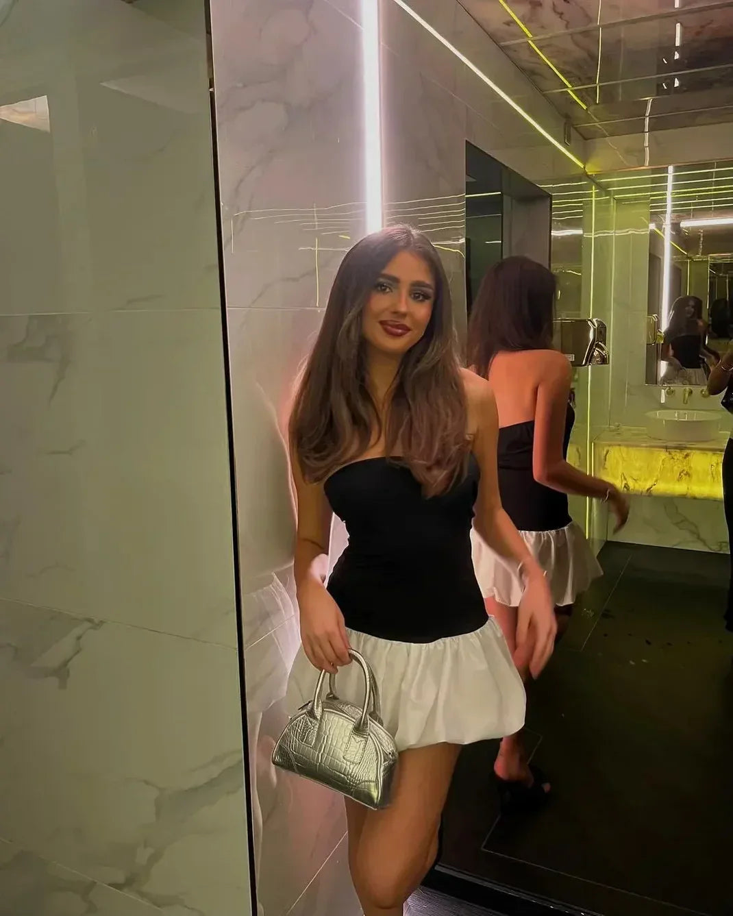 Brisella | Strapless Bubble Hem Dress