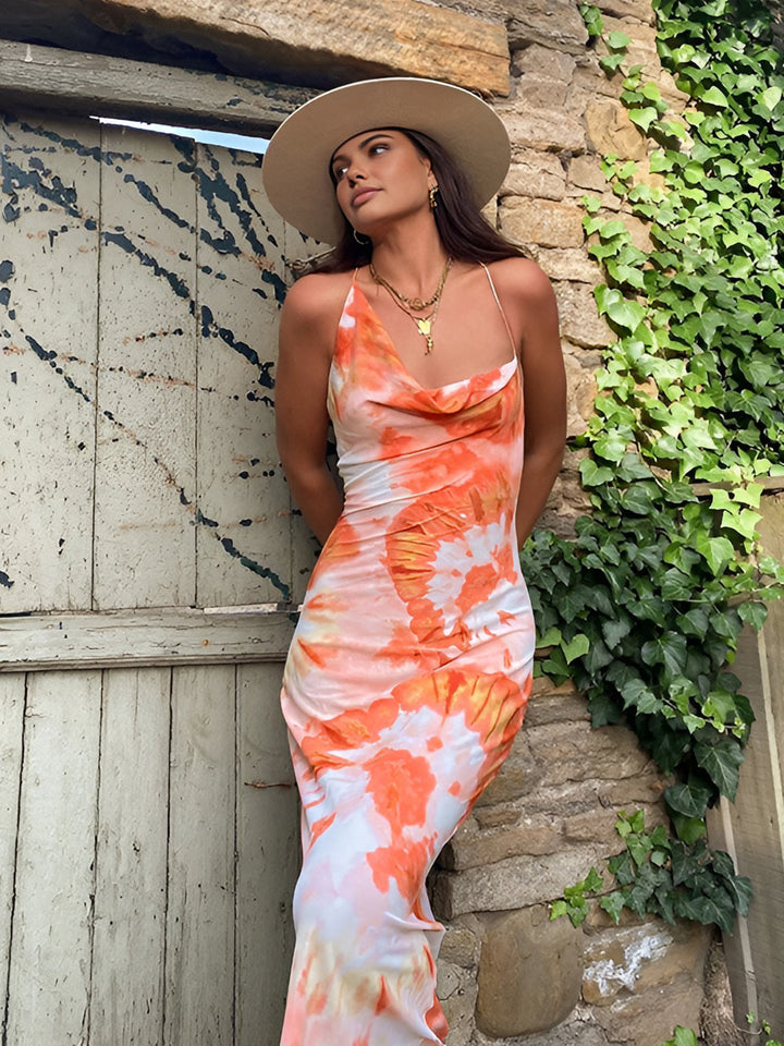 Marisol | Tie-Dye Satin Maxi Dress