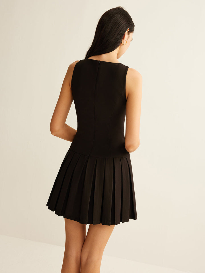 Sienna | Metal-Button Pleated Tank Dress