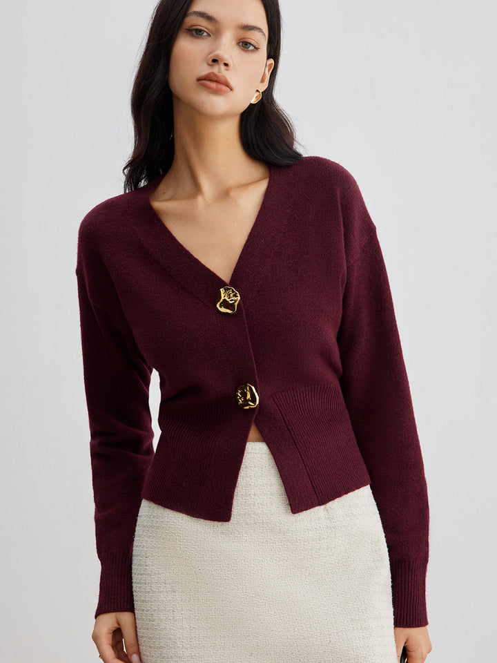 Rosie | Elegant Metal Button Short Cardigan