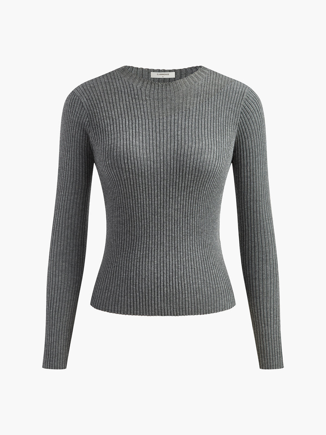 Evie | Knit Ribbed Crew Neck Asymmetric Top