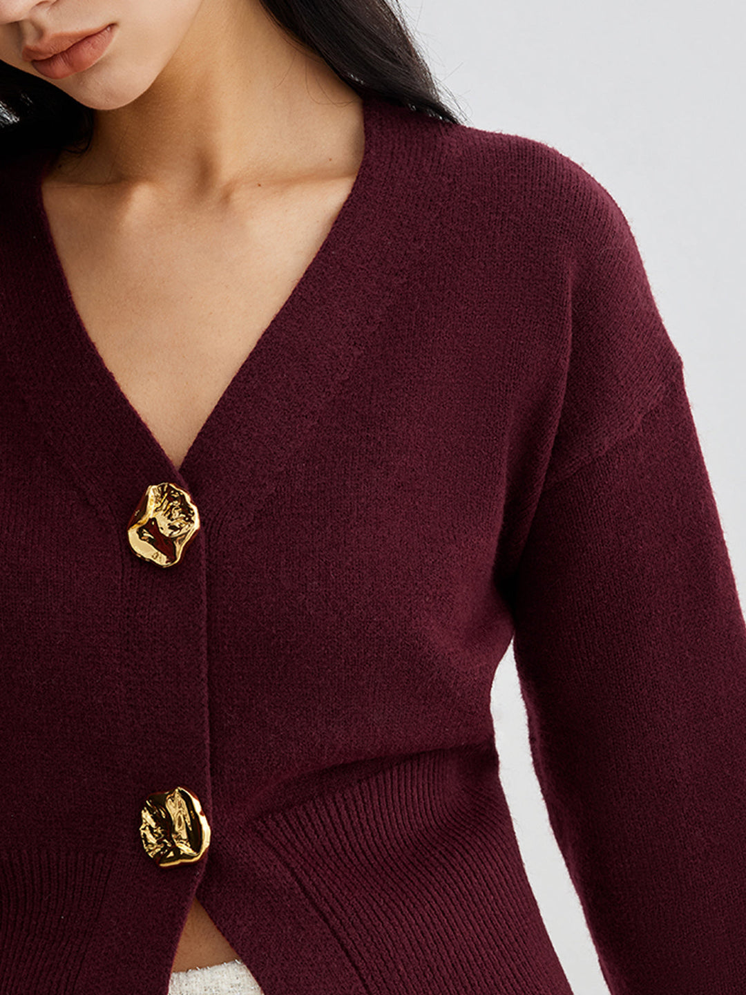 Rosie | Elegant Metal Button Short Cardigan