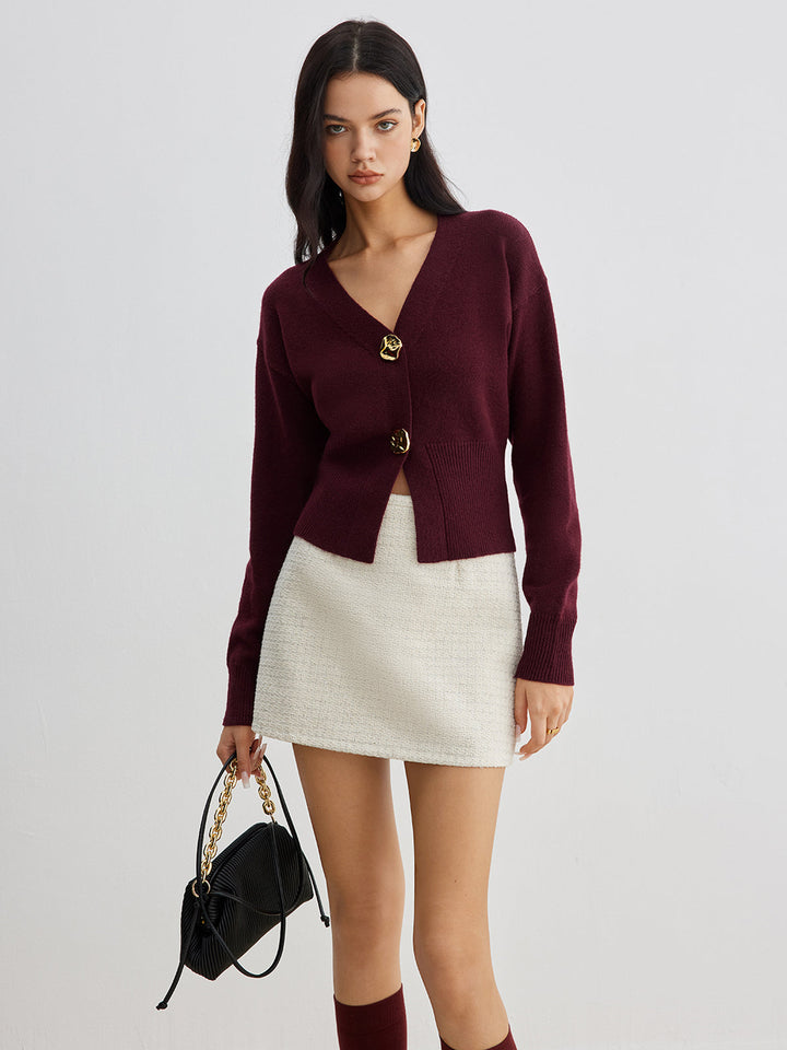 Rosie | Elegant Metal Button Short Cardigan