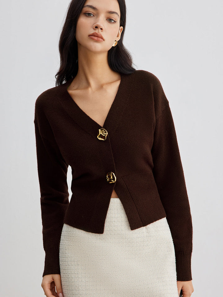 Rosie | Elegant Metal Button Short Cardigan