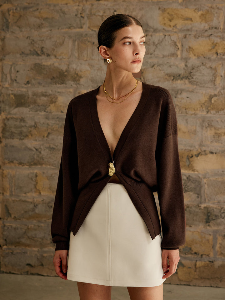 Isla | Golden Button Plain Cardigan