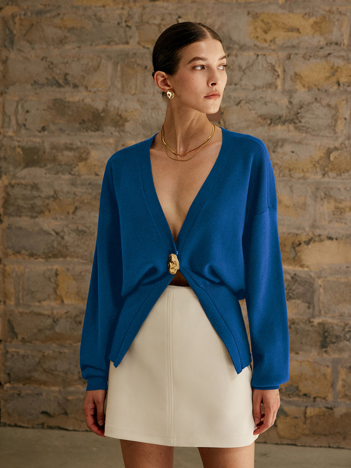 Isla | Golden Button Plain Cardigan